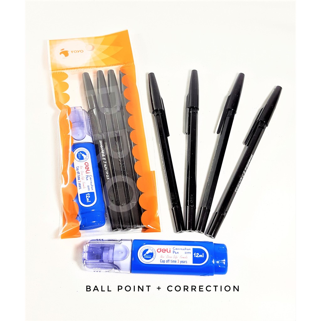 

PAKET ALAT TULIS SET PULPEN STANDARD AE 7 TIP EX CAIR DELI BALLPOINT STANDARD AE7 PEN