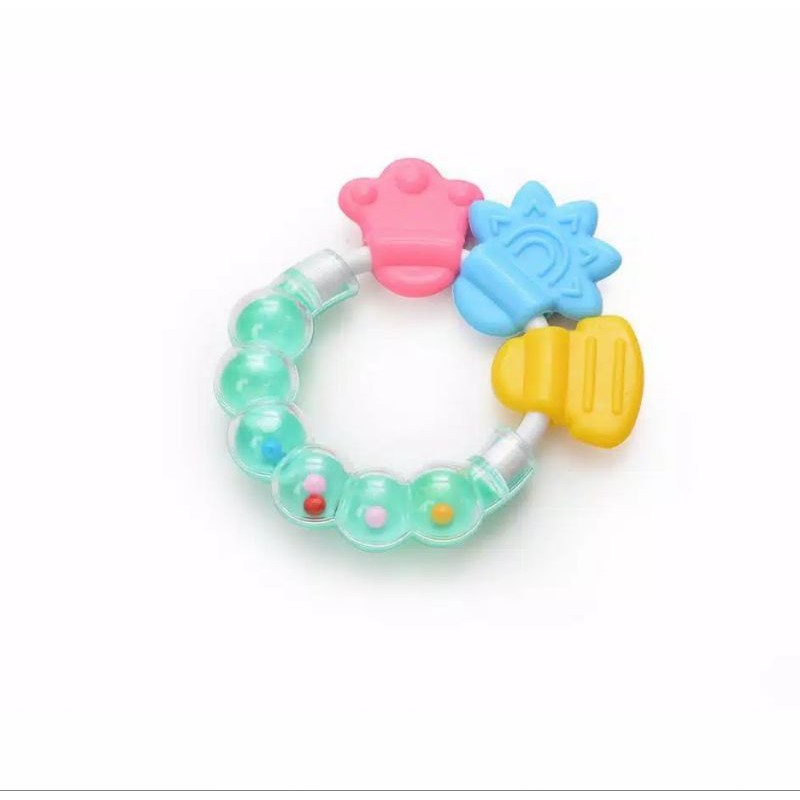 TOKO IS theMALL  Mainan Rattle Genggam Bayi Gigitan Empeng Buah Plastik Dengan Teether Gelatin GIRI