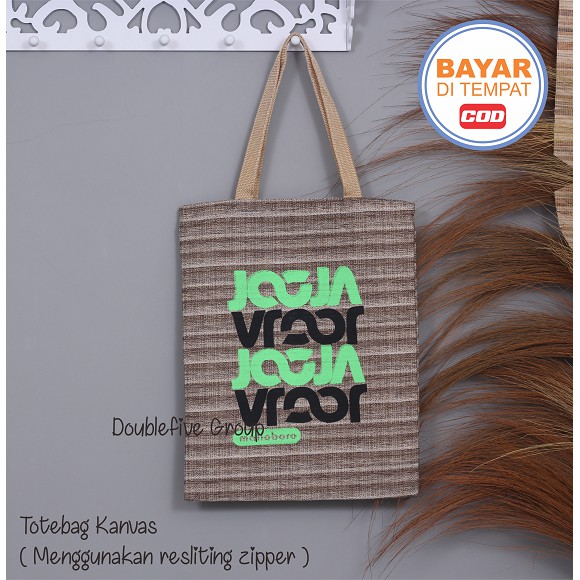 TOTE BAG WANITA TOTEBAG PRIA CANVAS MOTIF GOOD QUALITY WITH RESLETING KODE - 008