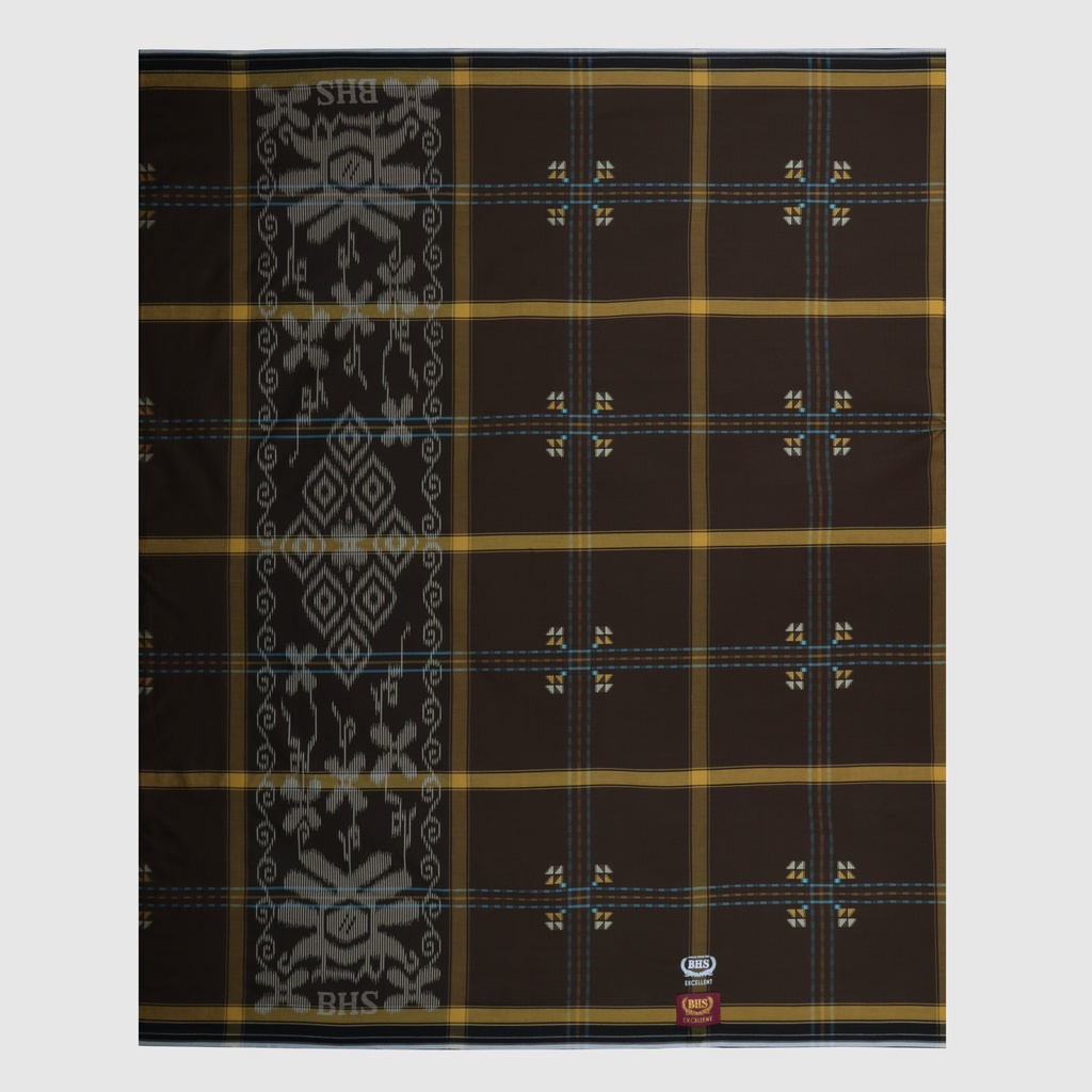 Sarung BHS Excellent Gold Motif Songket Pen Coklat Kuning / BHS SSP