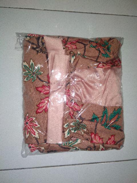 Maxi Gamis Batik Kombinasi Polos Maroon Abu Navy Mocca Dusty Pink