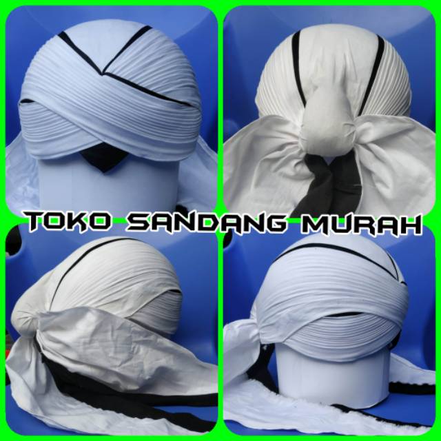 Blangkon Jogja Kasunanan Lipat Putih Sliwir lis Hitam - Pakaian jawa - Baju jawa - Busana jawa