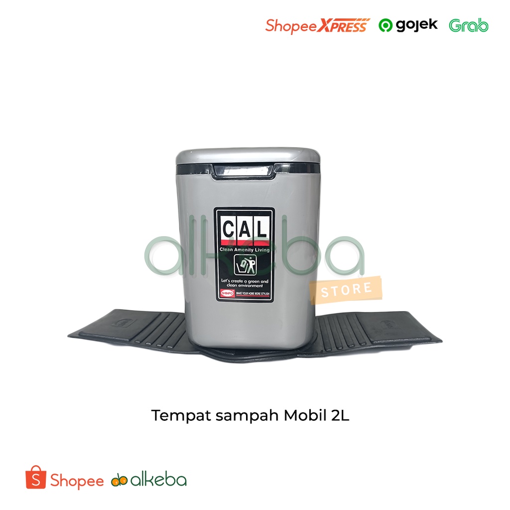 Tempat Sampah Mobil Kotak Anti Tumpah SHINPO dengan Tatakan Karet 2L