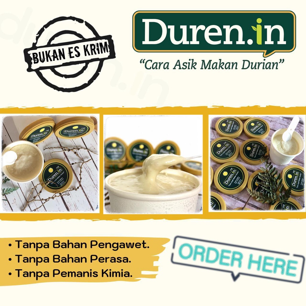 

CARA BARU MAKAN DUREN dengan produk DUREN.IN bisa makan duren tanpa repot dalam kemasan 100gr ALAMI dan SEHAT Daging DURIAN asli Medan Pilihan