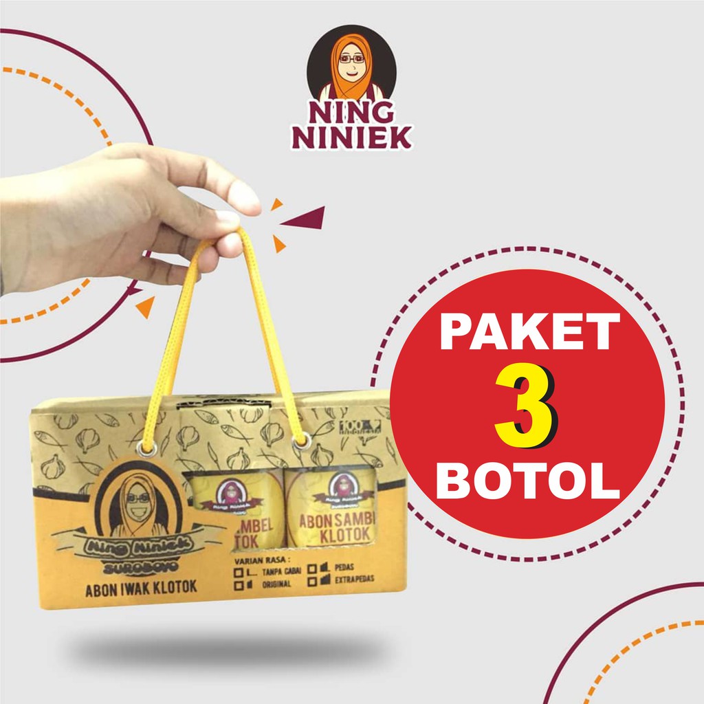

ABON SAMBAL NING NINIEK PAKET 3 (Isi 3 Botol bisa mix + Free Packaging Box)