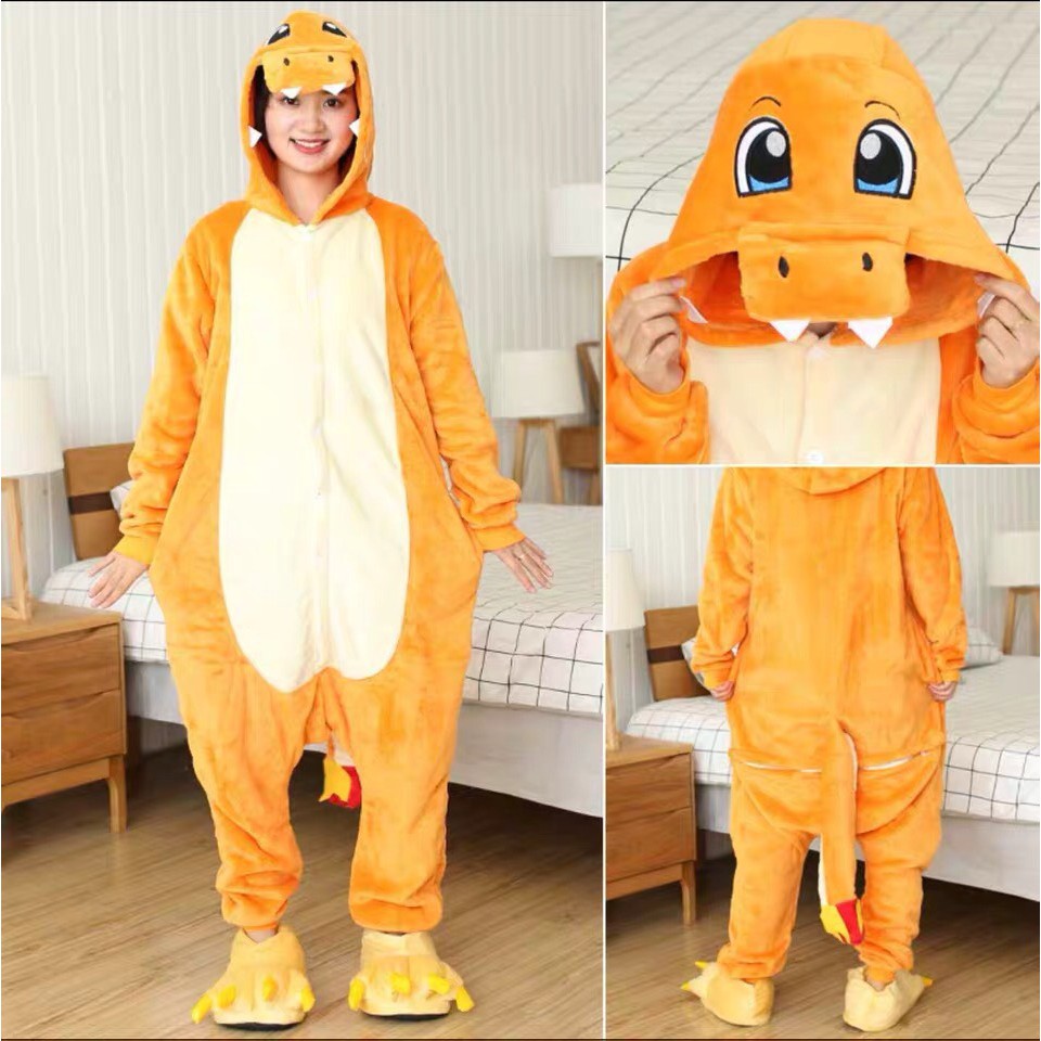 KOSTUM CHARMANDER POKEMON PIKACHU DINO ONESIE PIYAMA COSPLAY BAJU TIDUR