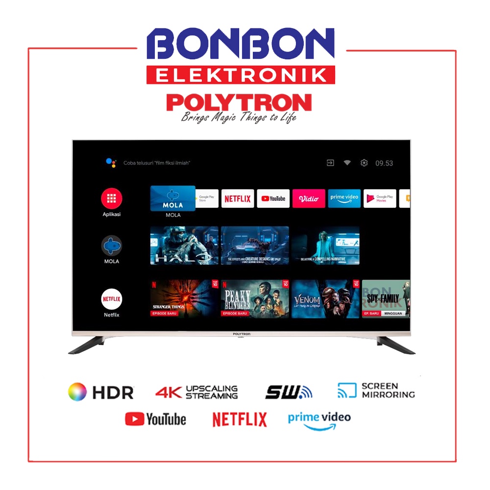 Polytron LED TV 50 Inch PLD 50UG9959 Smart Android 4k HDR