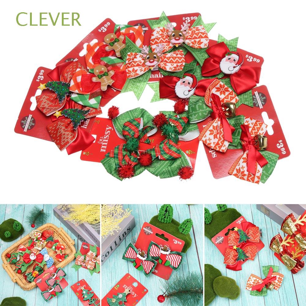 Clever 2Pcs Set Jepit  Rambut  Motif Santa Claus Snowman 