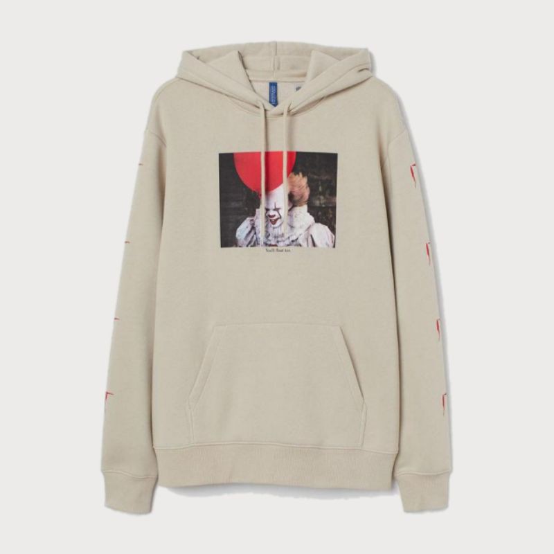 Hoodie | H&M Printed IT Pennywise Cream Original Fulltag Complete