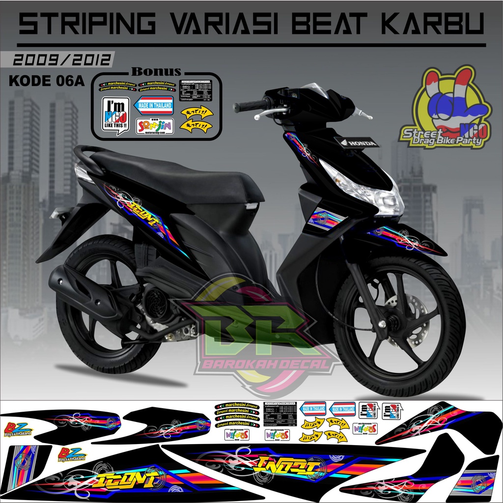 Striping Beat Karbu Stiker Lis Motor Beat Karbu kode 06