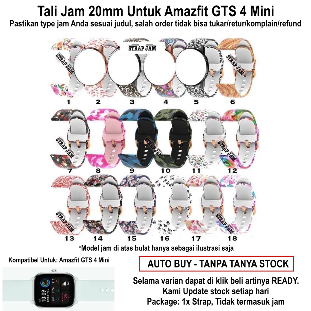 Tali Jam Tangan Amazfit GTS 4 Mini - Strap 20mm Motif Cantik Imut Lucu