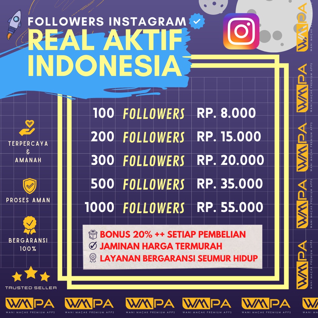 FOLLOWERS INSTAGRAM REAL AKTIF INDONESIA PERMANEN / FOLLOWER IG INDO