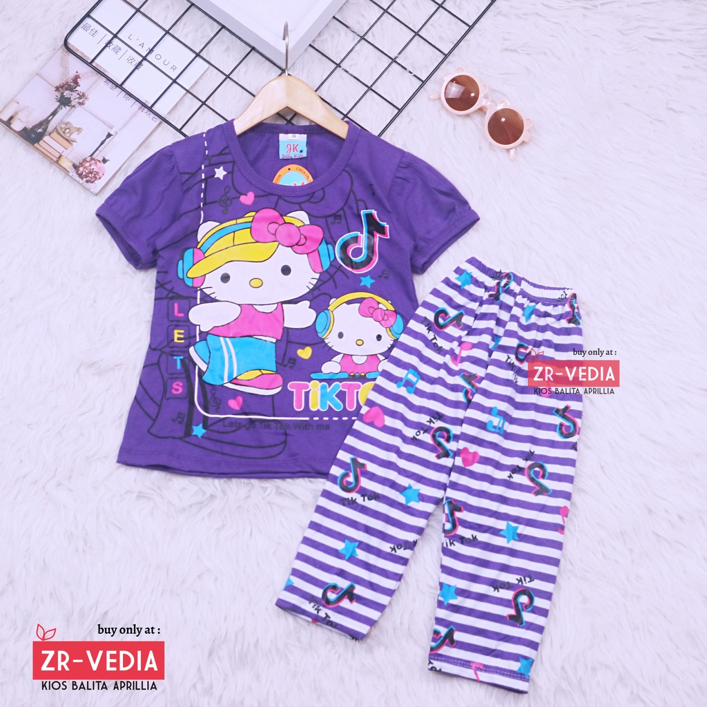 Setelan Hello Katty uk 5-6 Tahun / Baju Anak Perempuan Karakter  Celana Legging Panjang Murah Import