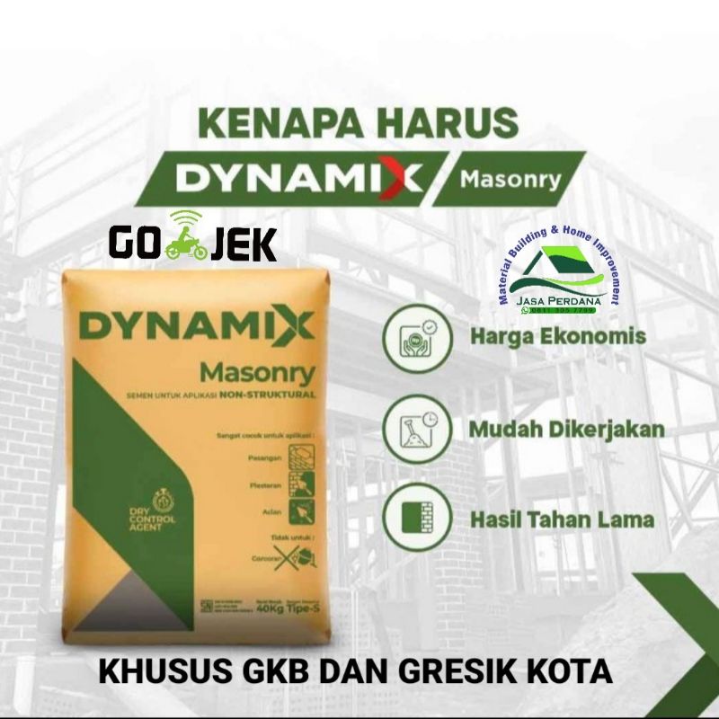 Semen Dynamix Hijau Dynamix Masonry 40 Kg (UNTUK WILAYAH GRESIK KOTA JAWA TIMUR)
