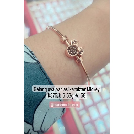 Gelang oval variasi emas asli K375