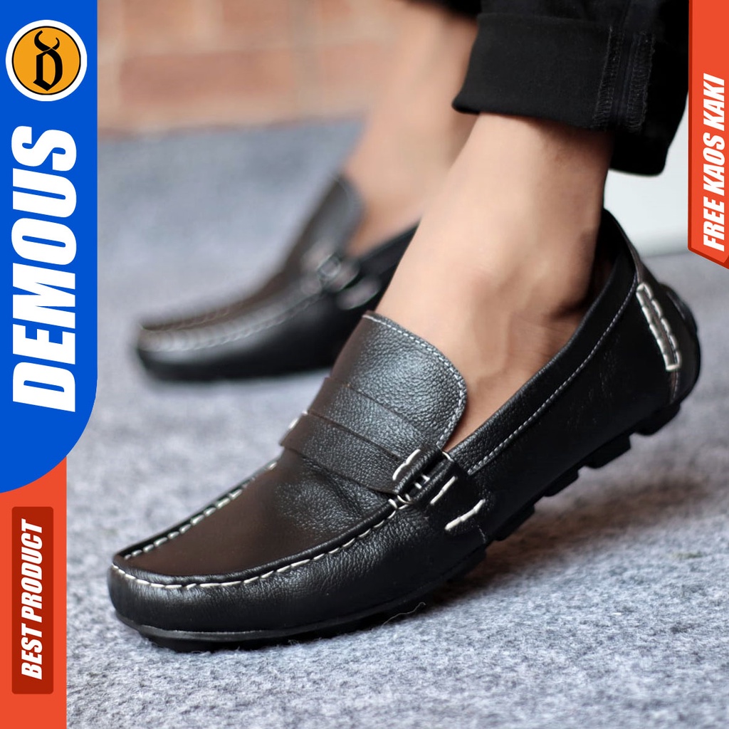 DOMOUS BEIJI Sepatu Formal Casual Pantofel Kerja Kantor Kulit Asli Pria