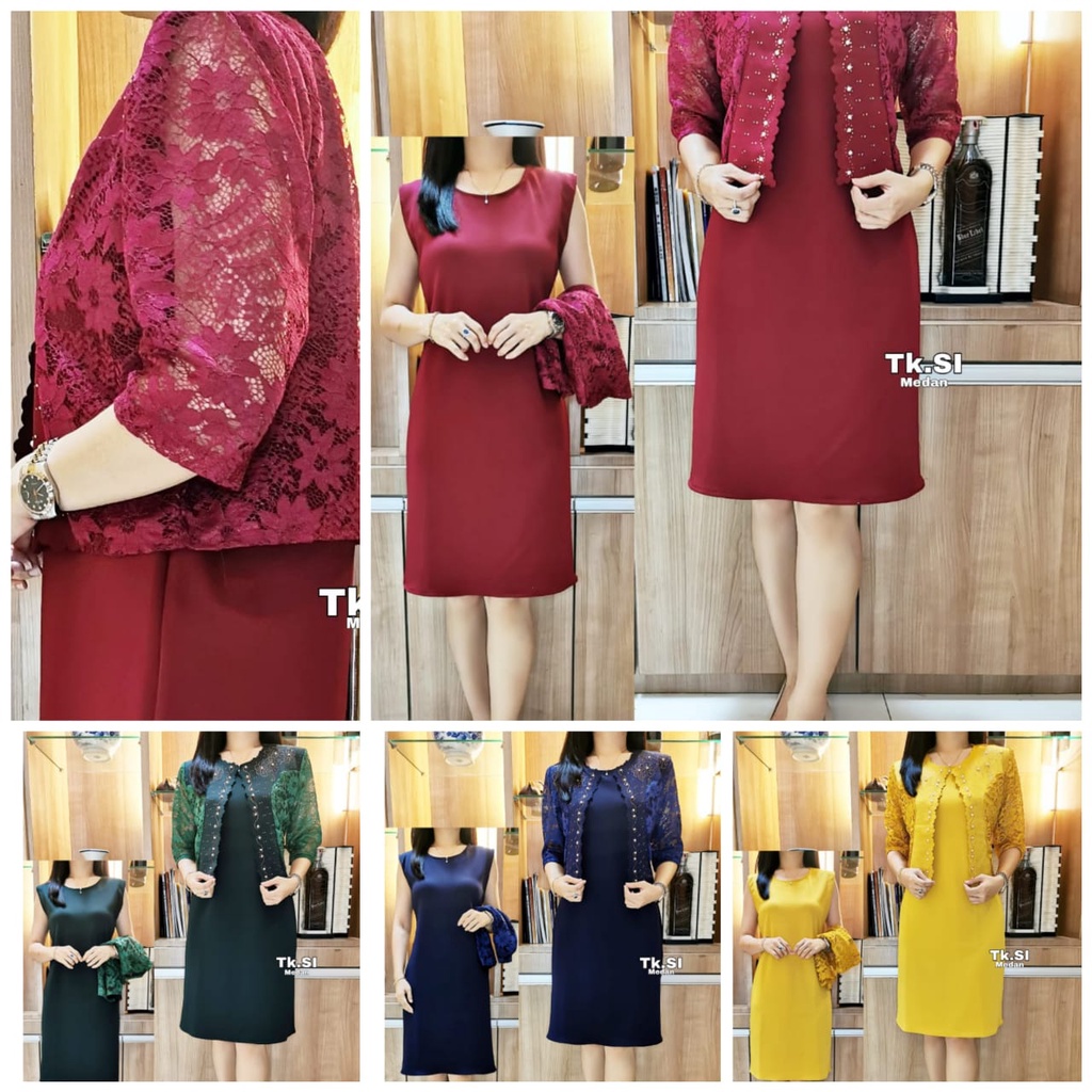 Dress Scuba  Rompi Lepas Brokat Mute