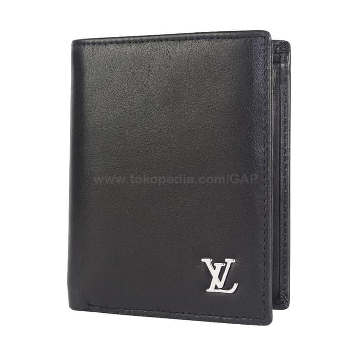 DOMPET KULIT PRIA BERDIRI IMPORT BRANDED PREMIUM QUALITY LV 005 BLACK