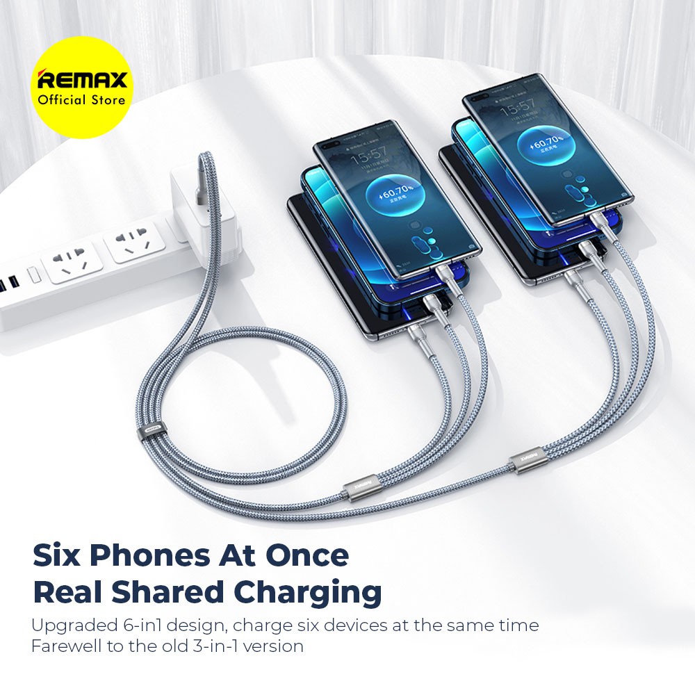 REMAX Charging Data Cable 6in1 Jany Series Micro USB - Type C - Lightning RC-124