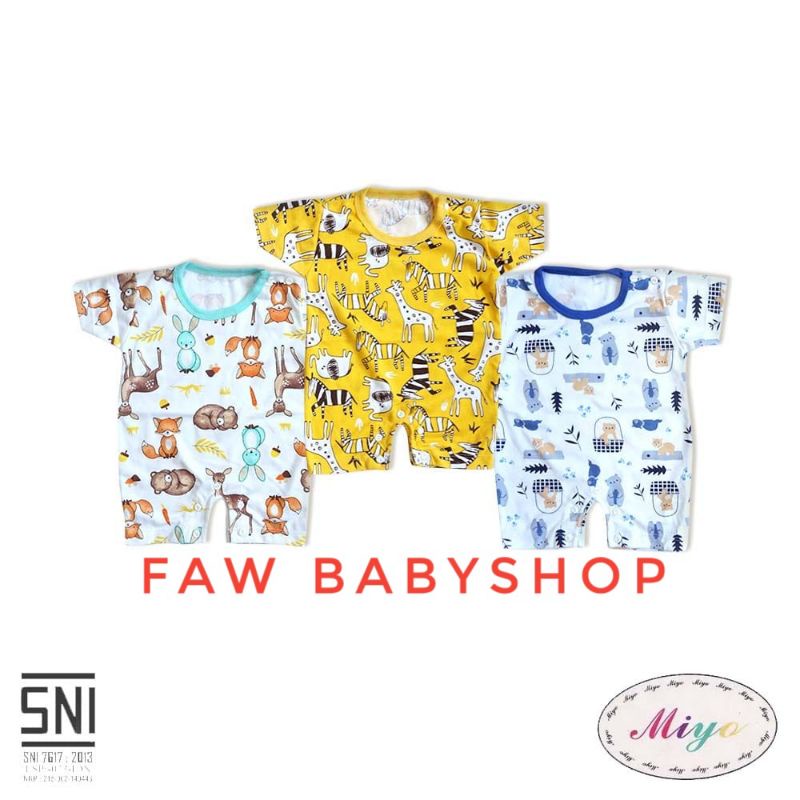 Termurah!! Miyo Baju Kodok Segi Empat Motif / Jumper Segi Empat Bayi /Baby Motif(0 - 6M)