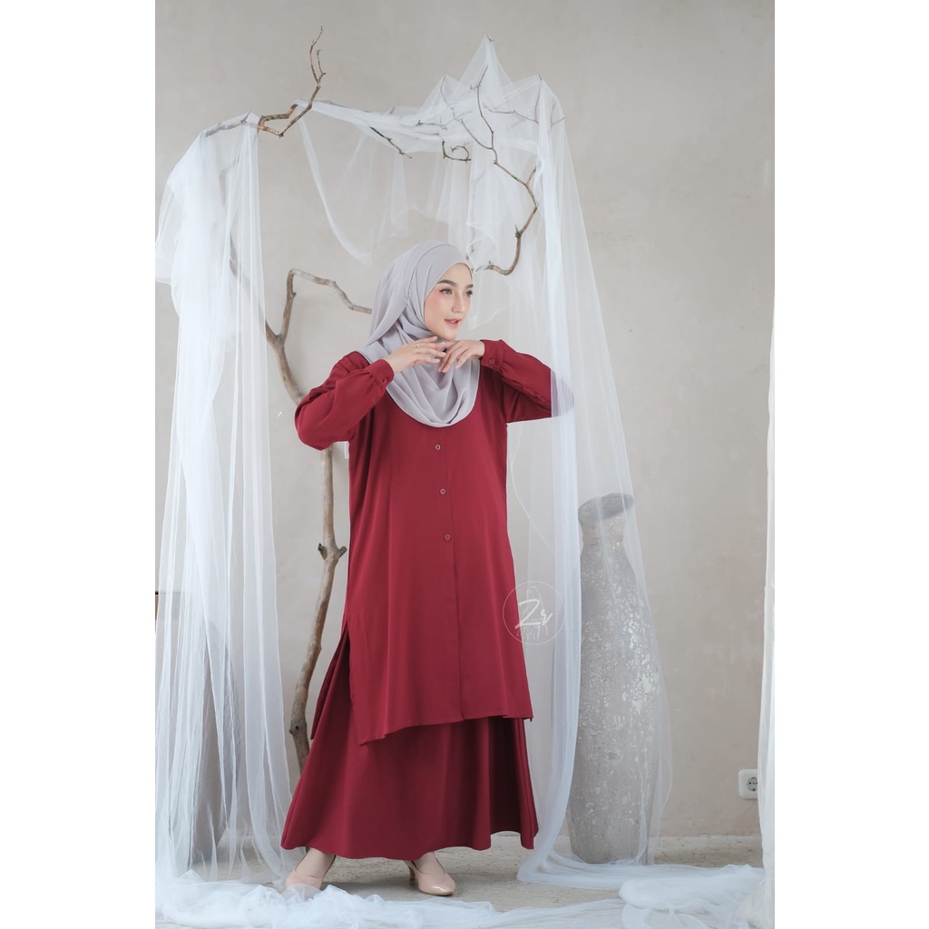 Setelan rok selebgram miza model setelan itycrepe oversize xxl premium busana wanita terbaru ori by ZR gamis malaysia XL XXL