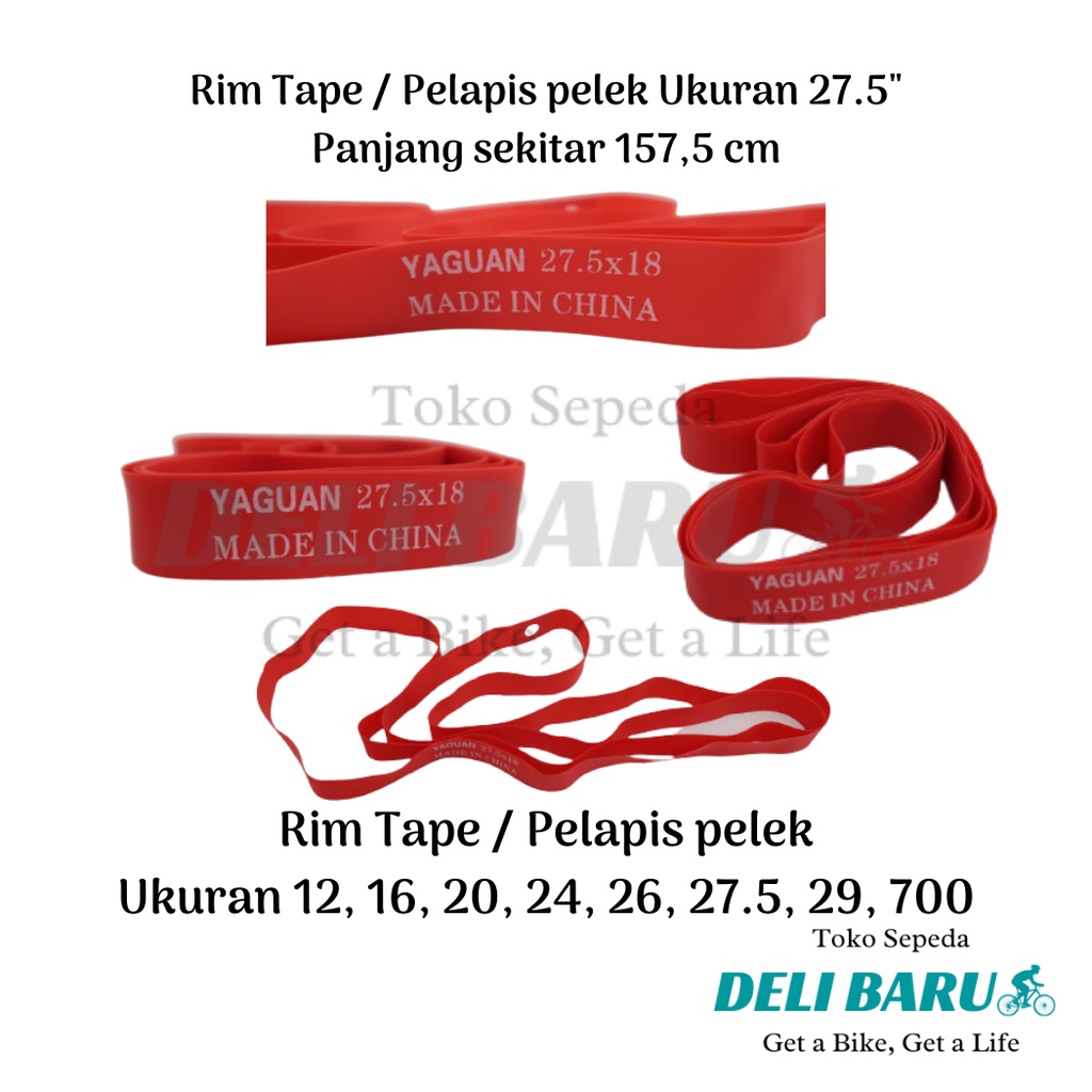 Rims Tape pelapis ban dalam pelek rim velg sepeda ukuran 12, 16, 20, 24, 26, 27.5, 29, 700c