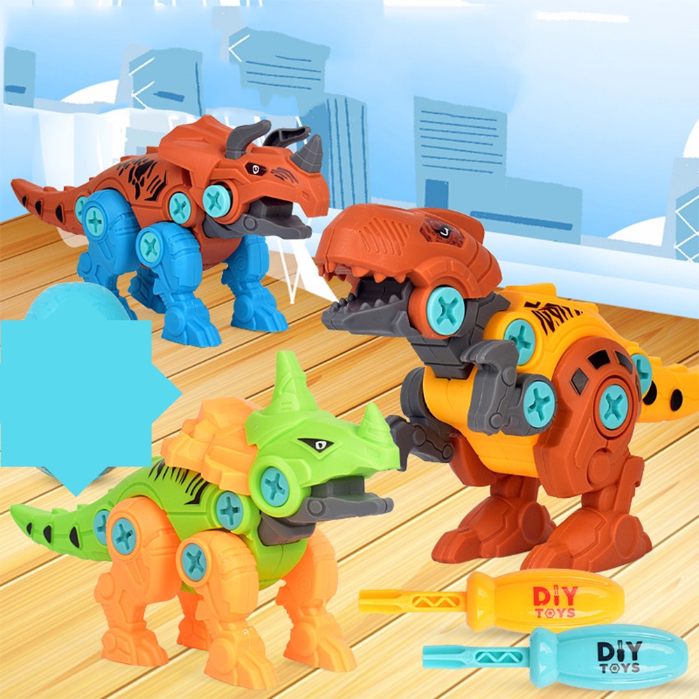 【TK】Kids Disassembly Assembly Dinosaur Toy Set Screw Nut Combination Assembling Dinosaurs Children Educational Toys