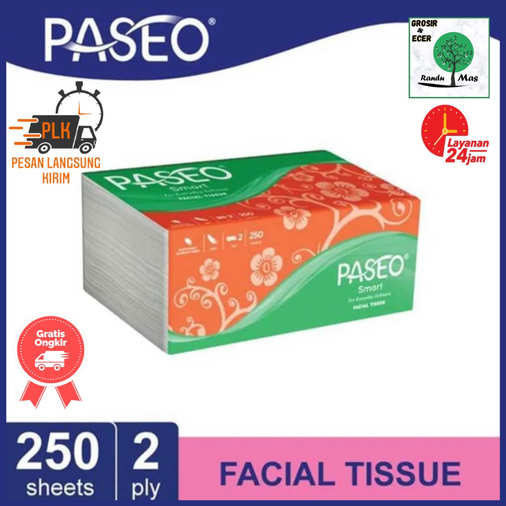 Tisu Tissue Paseo 250 Sheets 2 Ply Facial Tisu Paseo Smart Refil Murah Serbaguna - Tisu Paseo Grosir