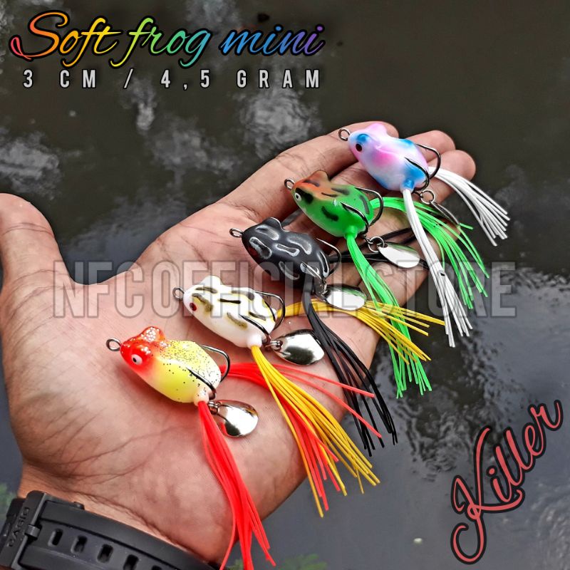 Soft frog mini 3 cm / 4,5 gram dengan ekor dan blade KILLER rekomendasi untuk Ultralight casting