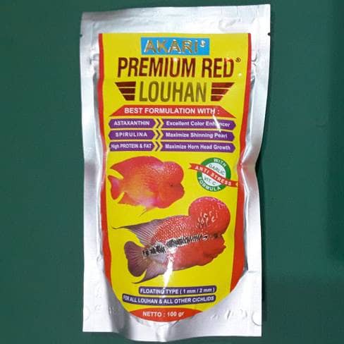 Akari Premium Red Louhan 100gr Pakan Makanan Pelet Ikan Hias Lohan