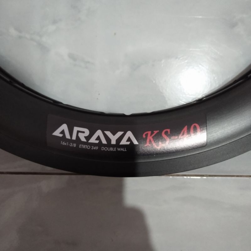 VELG SEPEDA LIPAT 16 PLUS 349 28H RIMS ARAYA 16 X 1 3/8 KS 40 HITAM