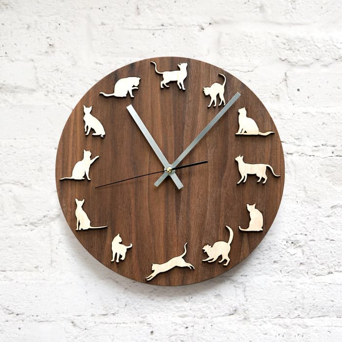 Wooden Cat Wall Clock  |  Jam dinding kayu kucing
