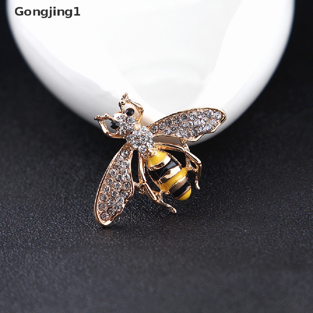 Gongjing1 Bros Pin Enamel Desain Lebah Bumblebee Hias Kristal Untuk Wanita