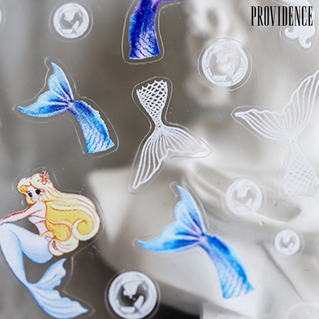 Providence Nail Engraved Sticker Mermaid Style Vivid Images Ultra Thin Little Mermaid Pink Heart 3D Engraved Nail Art Sticker for Female