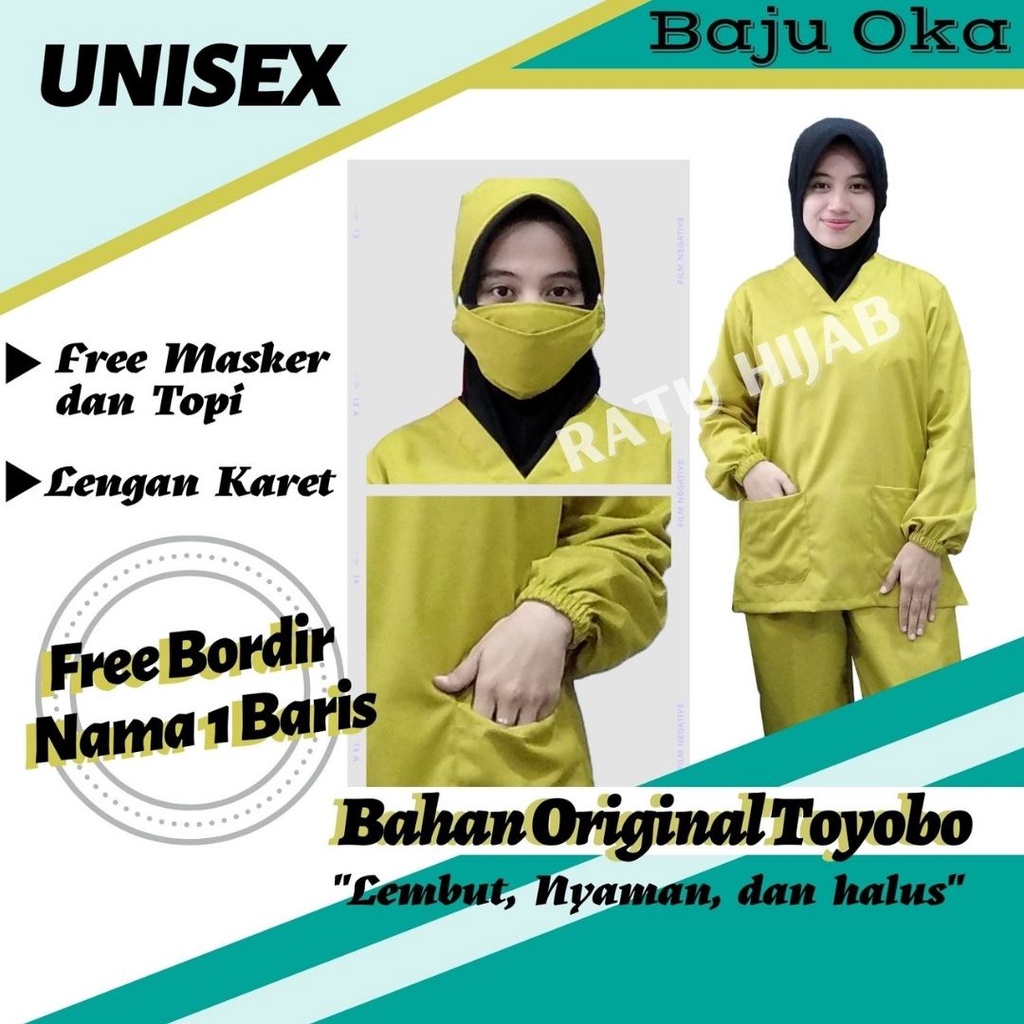 Baju OK OKA dokter jaga perawat petugas medis LENGAN PANJANG KARET FREE BORDIR NAMA 1 BARIS Part 2