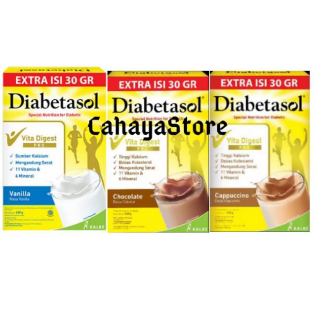 

DIABETASOL VITA DIGEST VANILA/CHOCOLATE/CAPPUCCINO 600gr/Susu Menurunkan Gula Darah Diabetasol