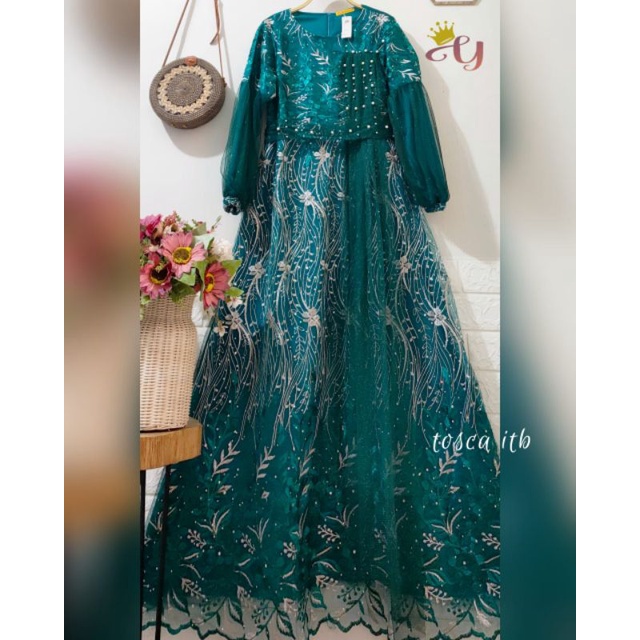 GAMIS PESTA IMPORT LENGAN BALON BROKAT PREMIUM (READY)