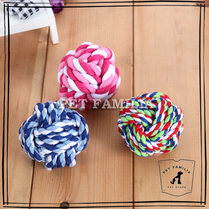 Cotton Rope Dog Toy Ball Biting Toy Pet Toy Mainan Bola Anjing Mainan Bola Kucing Bola Tali Tambang 