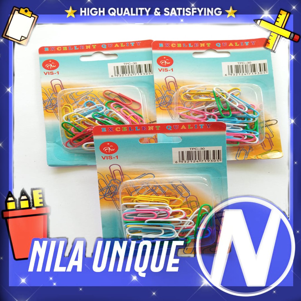 

Paper/Penjepit/Clips/Klip/Clip Kertas Warna-Warni Isi 30 PCS VIS-1 TPC-30 (26mm)