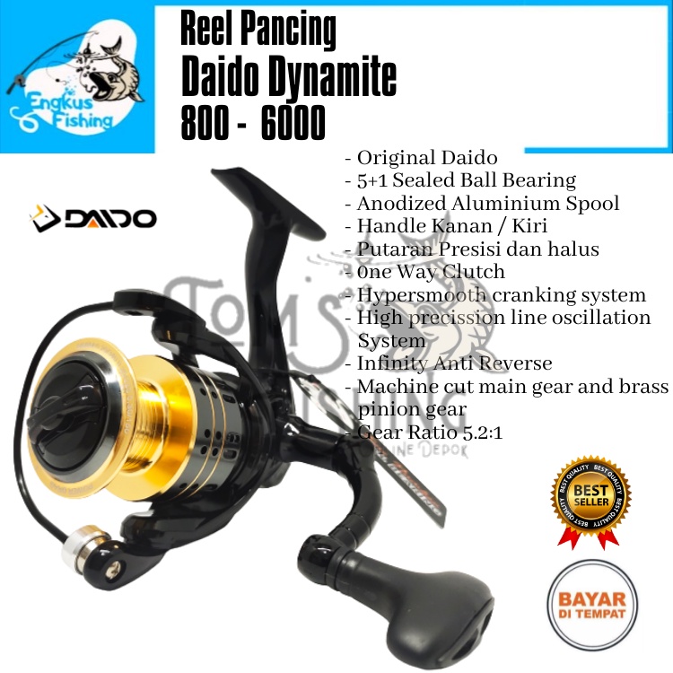 Reel Pancing Daido Dynamite 800 - 6000 (5+1 Seal Bearing) One Way Murah Berkualitas - Engkus Fishing