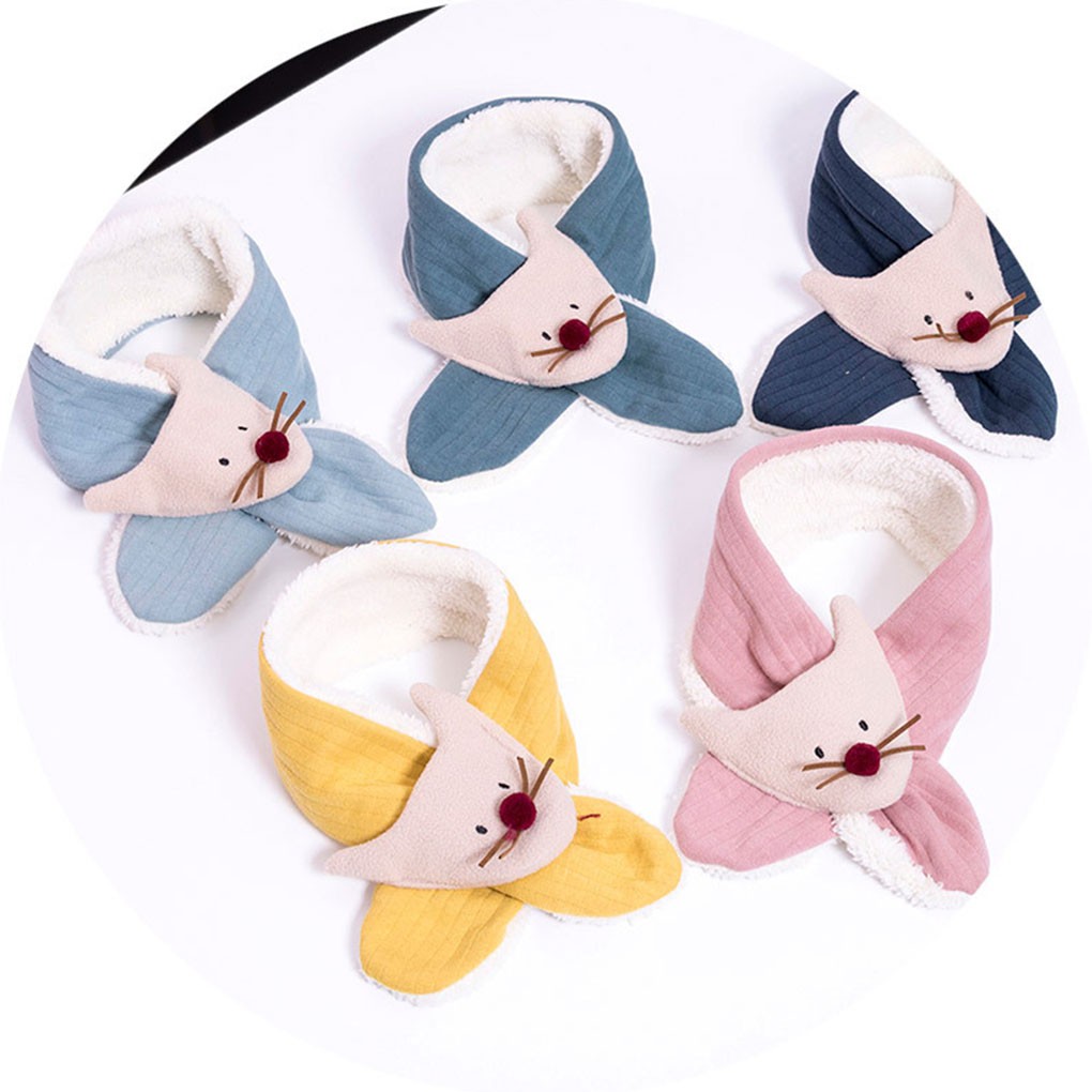 Scarf Katun Hangat Anak Laki Laki Perempuan Gambar Kartun Rubah Untuk Musim Dingin