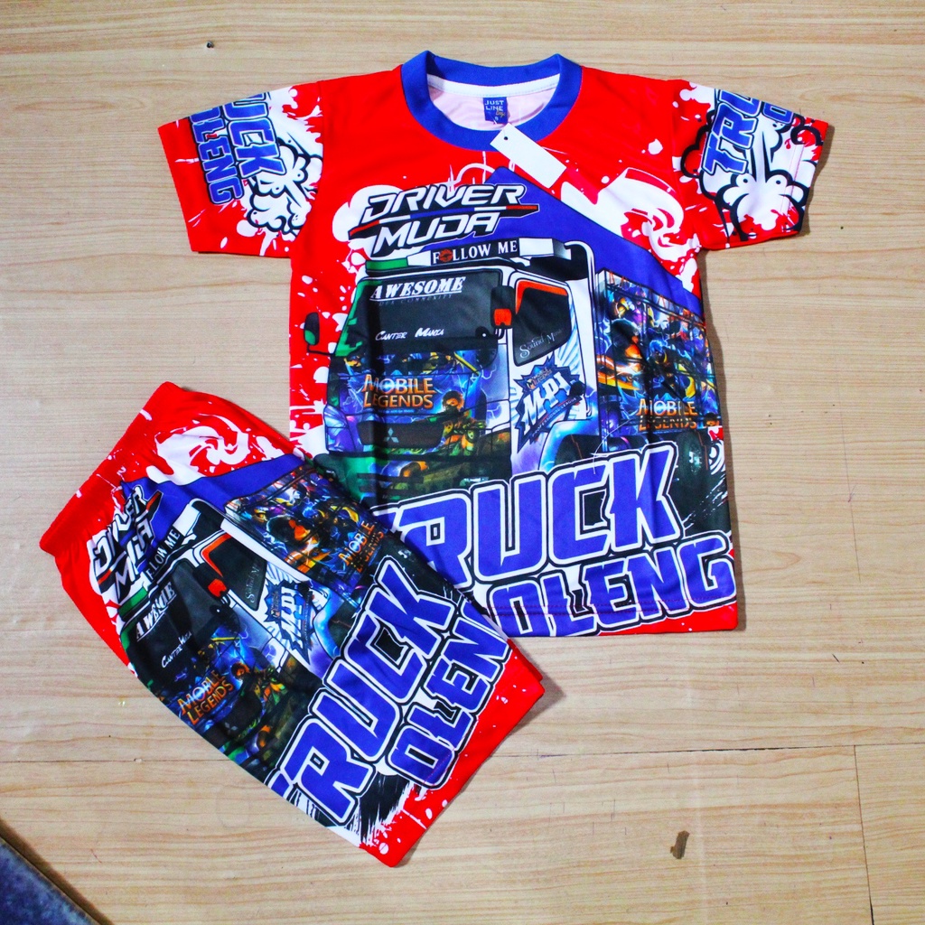 Stelan truck oleng bahan jersey/baju truck oleng size 4-20