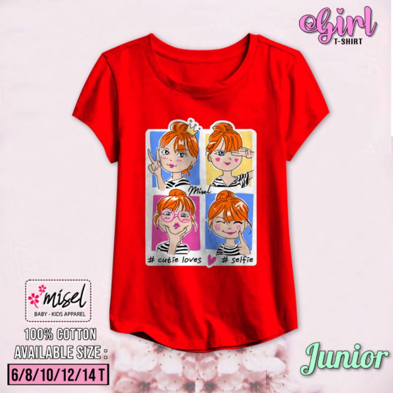 MISEL Kaos Lengan Pendek 5-12 Tahun Kaos Anak Perempuan Misel Junior ( SABLON CAMPUR)