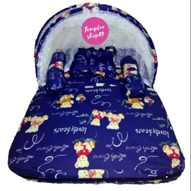 Kasur bayi kelambu set bantal guling lipat bears lovely termurah