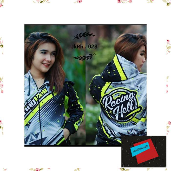 Jaket Pria parasut parka gunung RACING HELL Hitam Abu Hijau Stabilo Prisma KK311