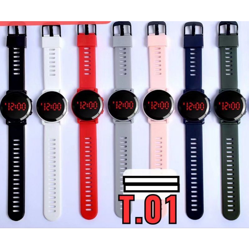 Jam Tangan Led Watch Digital Bulat Warna Jam Tangan pria Wanita Fashion TNR