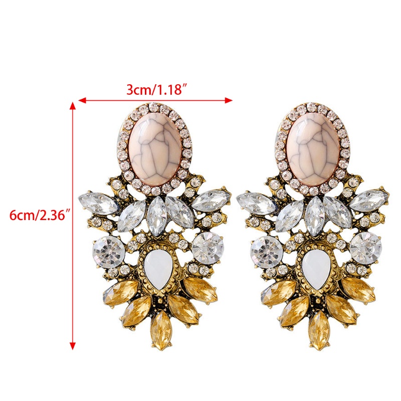 SIY  Vintage Loyal Champagne Crystal Tear Drop Crack Dangle Statement Earrings Women