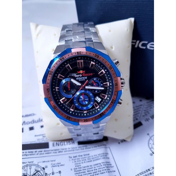 Casio Edifice Original Japan EFR 554D  - 1A2VUDF Chain Stainless Silver Toro Rosso