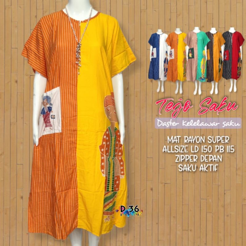 Daster Tedjo Saku Kelelawar Batik Homedress Baju Tidur Rayon Pastel Baju Tidur Kartun Jumbo