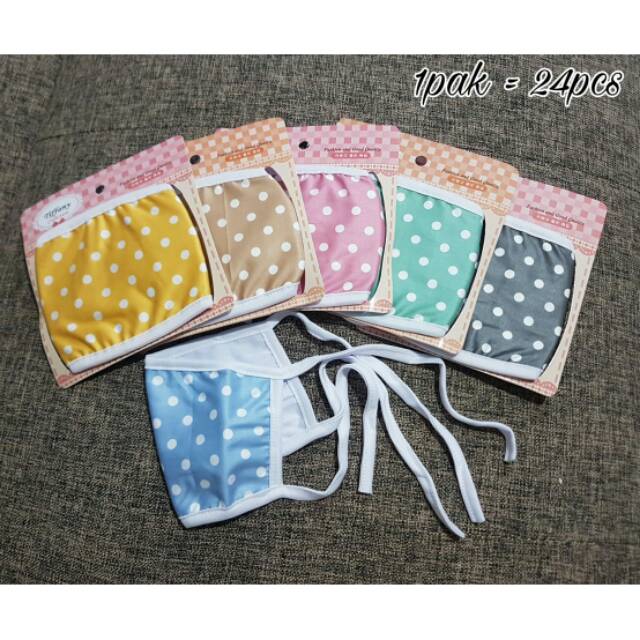 Masker mulut masker kain polkadot